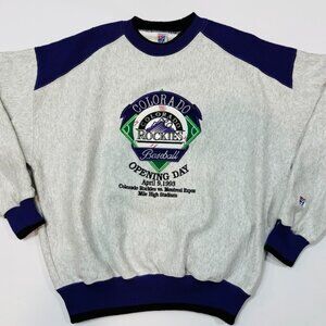 Vintage MLB 1993 Rockies Baseball Inaugural Season Opening Day Sweatshirt XL